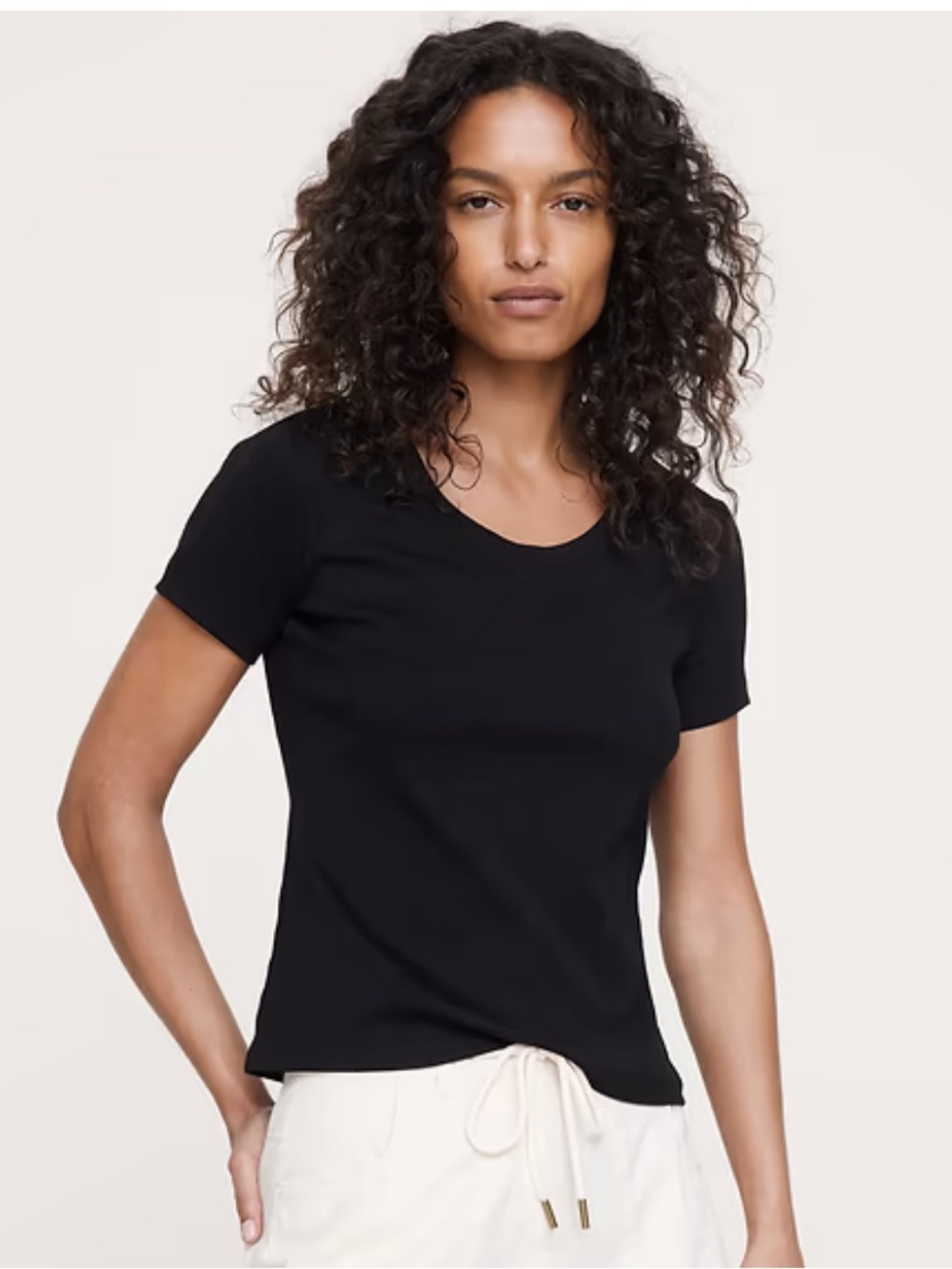Banana Republic Black Scoop Neck Short Sleeve Tee size S